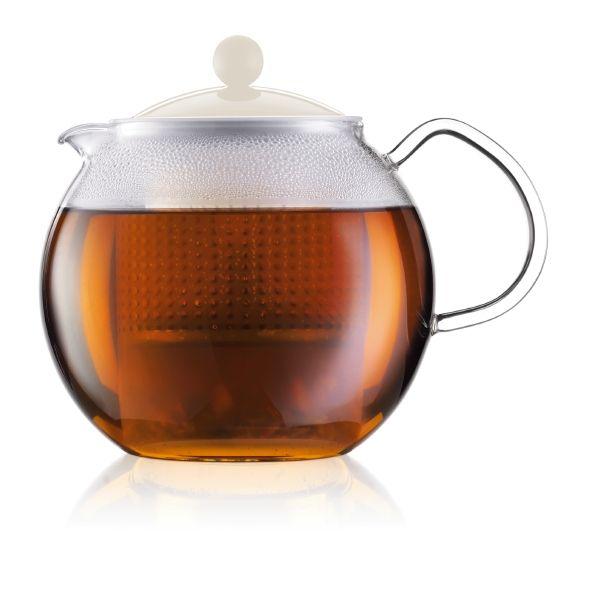 Bodum Заварочный чайник с прессом белый, 1,5 л, Assam | https://grandposuda.com.ua