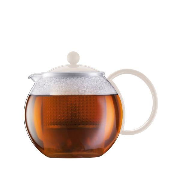 Bodum Заварочный чайник с прессом, белый, 1 л, Assam | https://grandposuda.com.ua