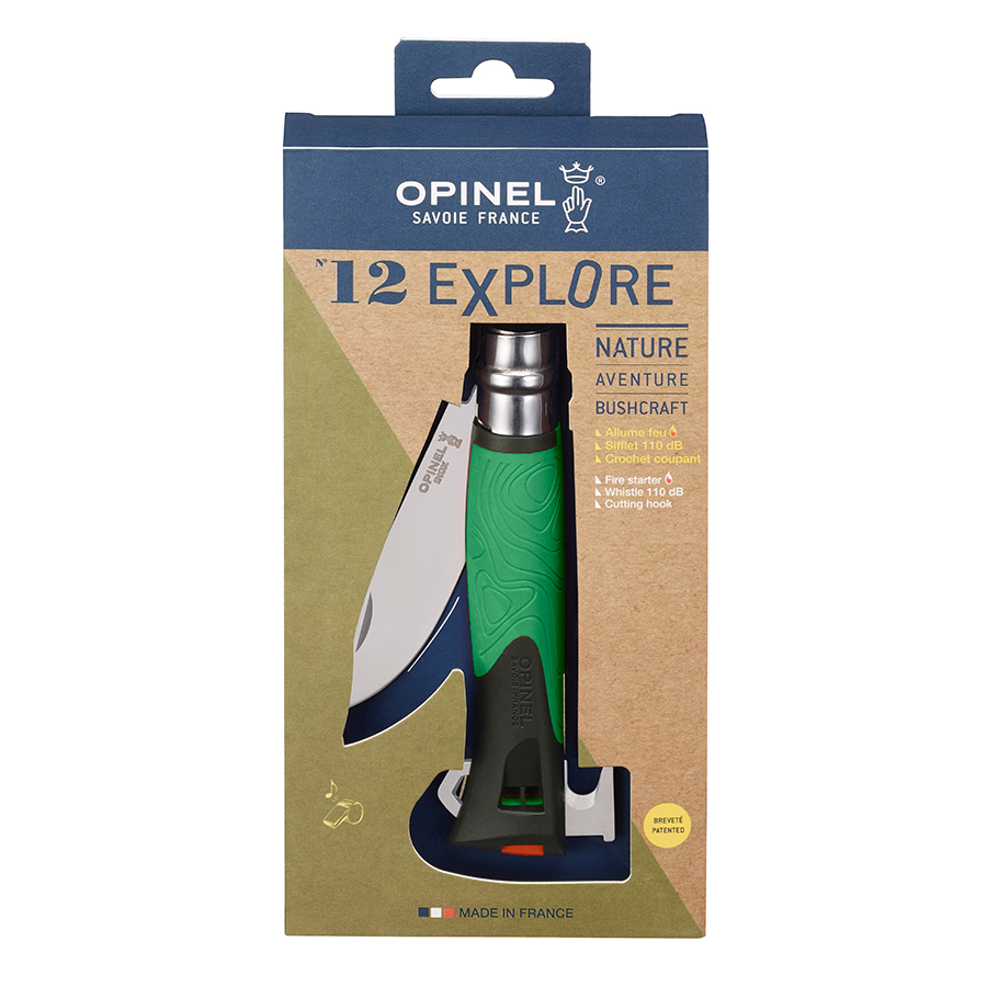Opinel Нож складной 10 см зеленый Explore | https://grandposuda.com.ua