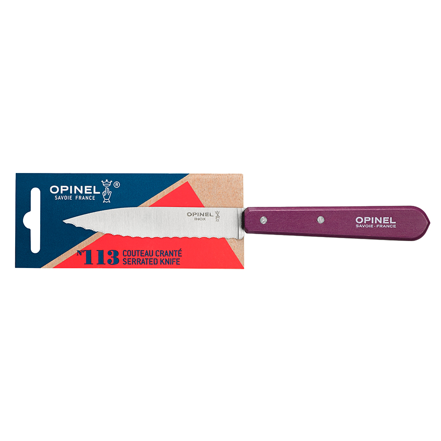 Opinel Ніж-серрейтор 10 см металік / сливовий Les Essentiels | https://grandposuda.com.ua