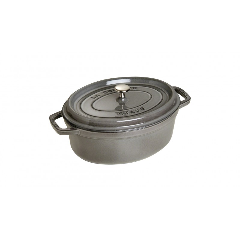 Staub Кокот овальный 29 см, серый графит | https://grandposuda.com.ua