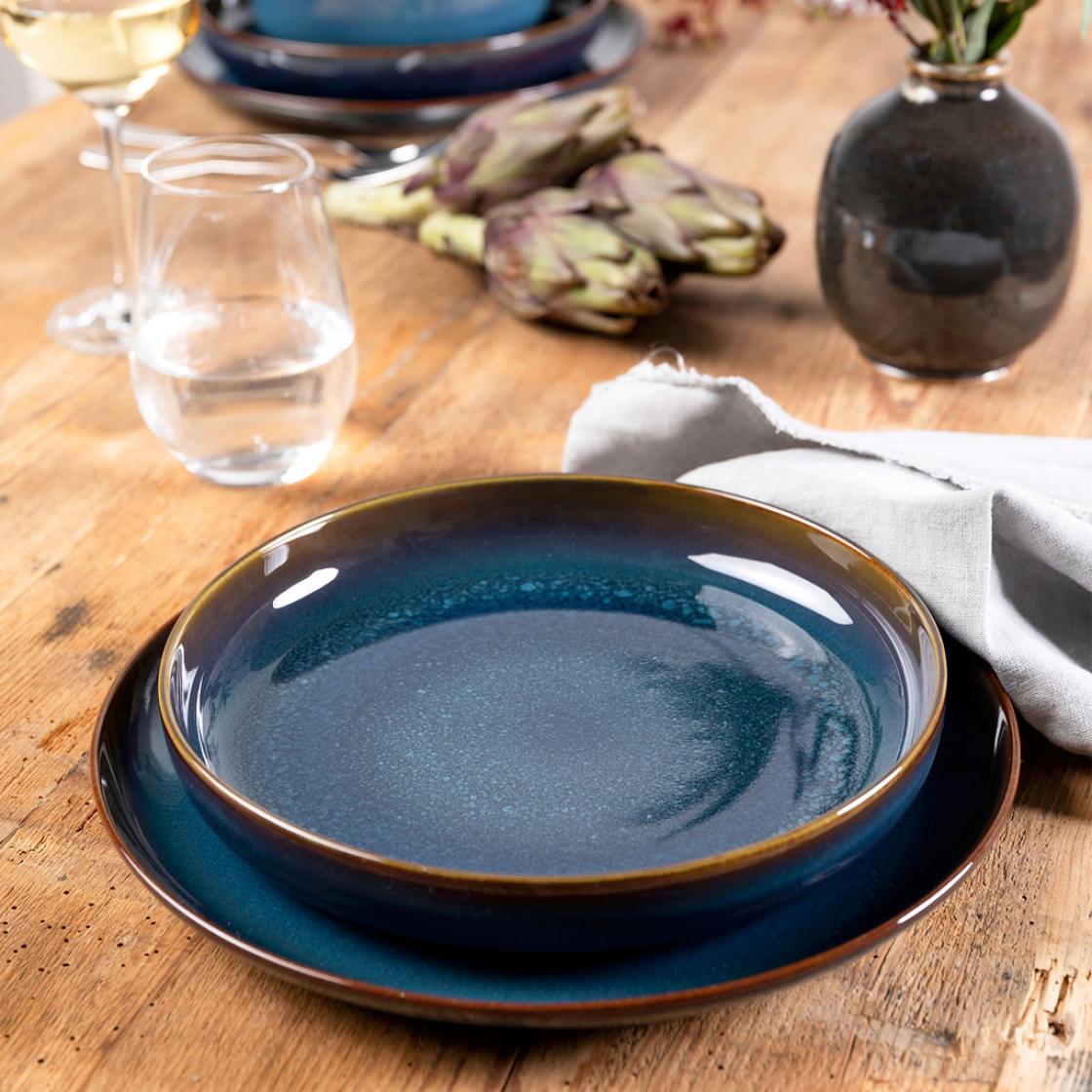 Villeroy & Boch Супова тарілка 21,5 см, темно-синя Denim Crafted | https://grandposuda.com.ua