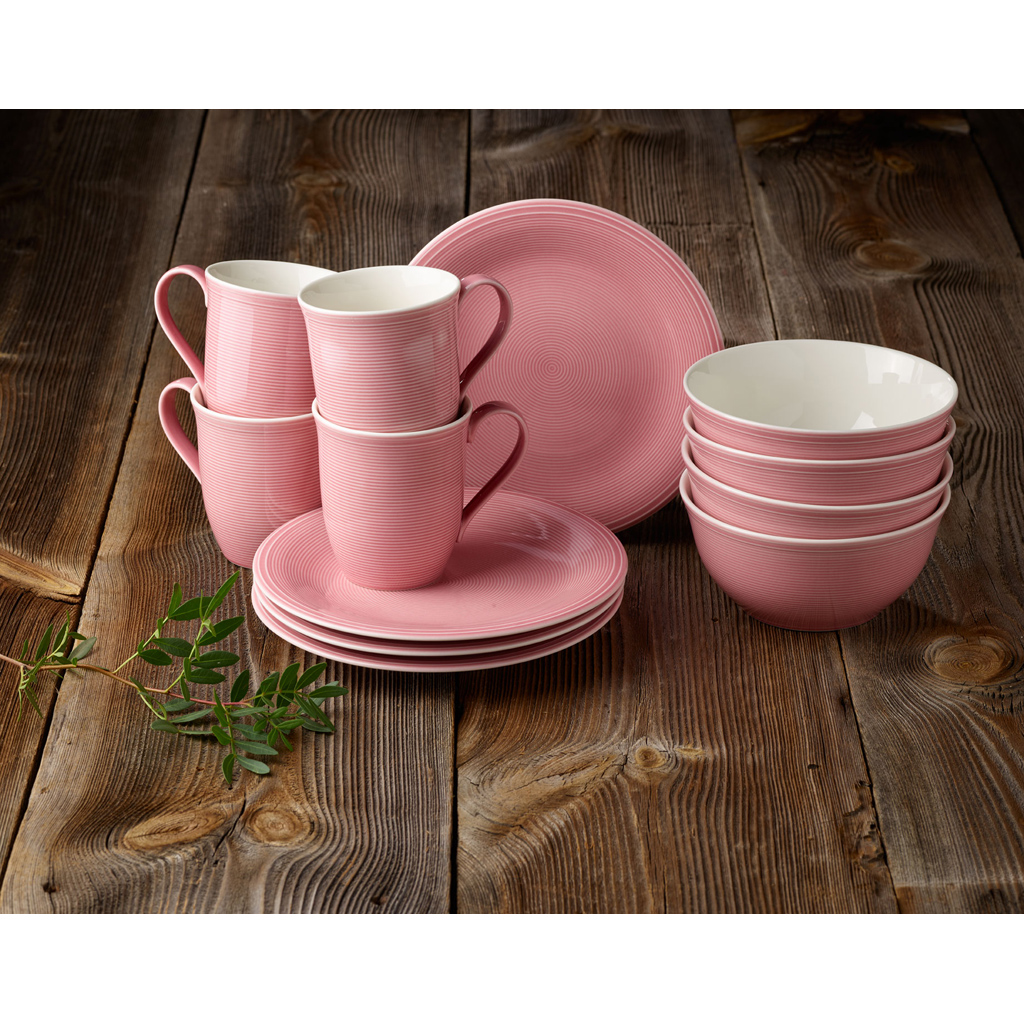 Villeroy & Boch Набор посуды для завтрака розовый, 12 предметов, Color Loop Vivo | https://grandposuda.com.ua