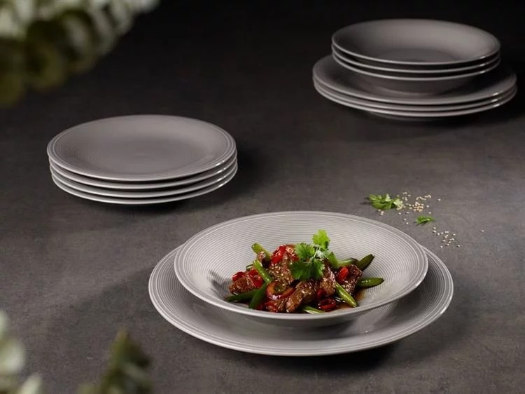 Villeroy & Boch Набор тарелок 12 предметов, серых Color Loop | https://grandposuda.com.ua