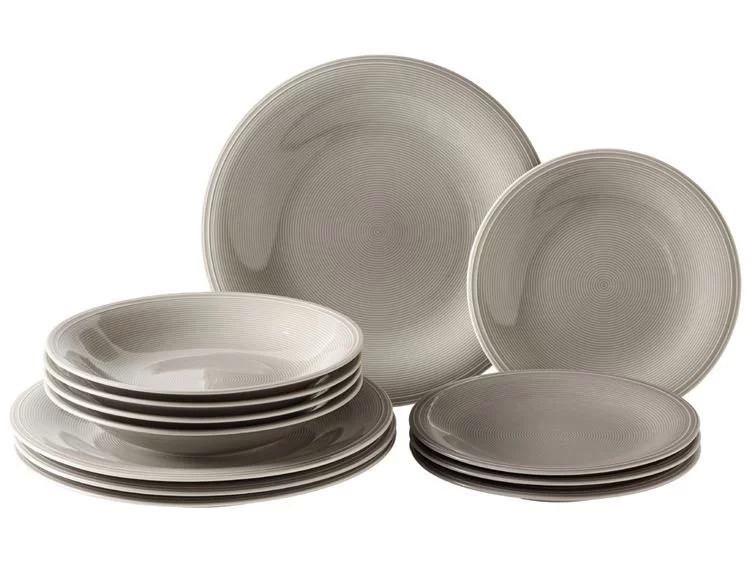 Villeroy & Boch Набор тарелок 12 предметов, серых Color Loop | https://grandposuda.com.ua
