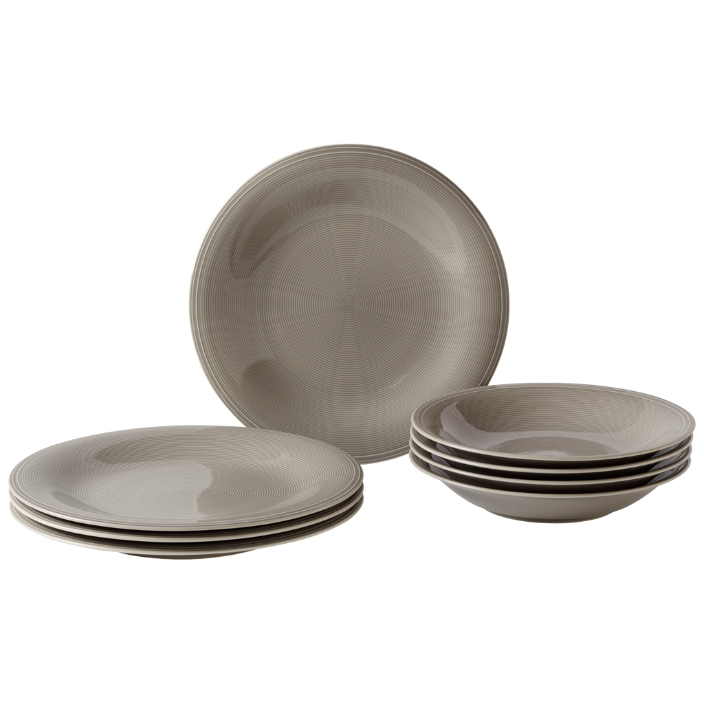 Villeroy & Boch Набор тарелок, 8 предметов, Color Loop Stone Vivo | https://grandposuda.com.ua
