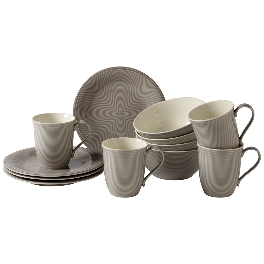 Villeroy & Boch Набор посуды для завтрака, 12 предметов, Color Loop Stone Vivo | https://grandposuda.com.ua