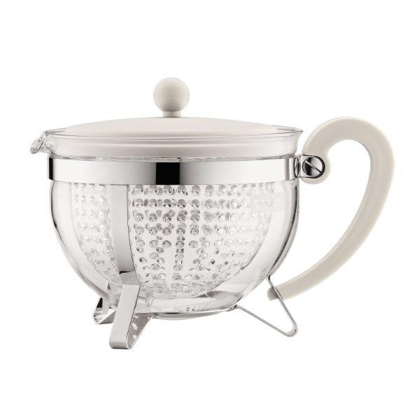 Bodum Заварочный чайник с фильтром, белый, 1,3 л, Chambord | https://grandposuda.com.ua