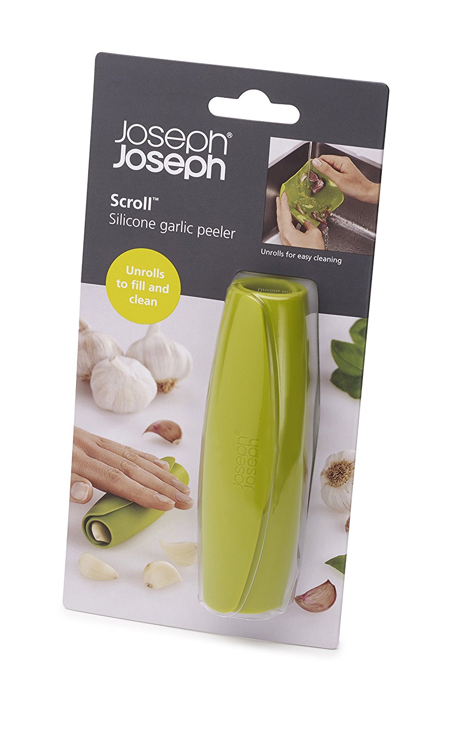 Joseph Joseph Ролл для чистки чеснока зеленый, силиконовый Scroll | https://grandposuda.com.ua