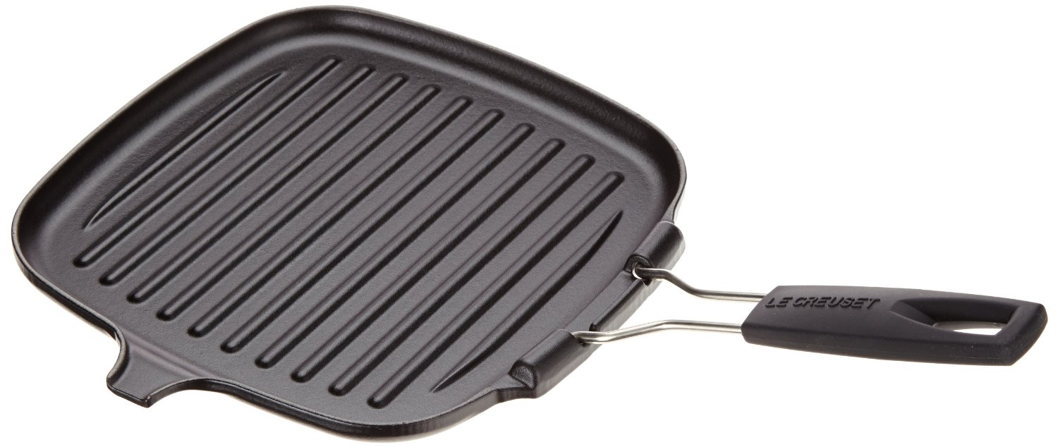 Le Creuset Сковорода гриль з рухомою ручкою, чорний | https://grandposuda.com.ua