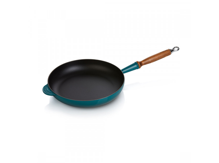 Le Creuset Сковорода 28 см с деревянной ручкой, Deep Teal | https://grandposuda.com.ua