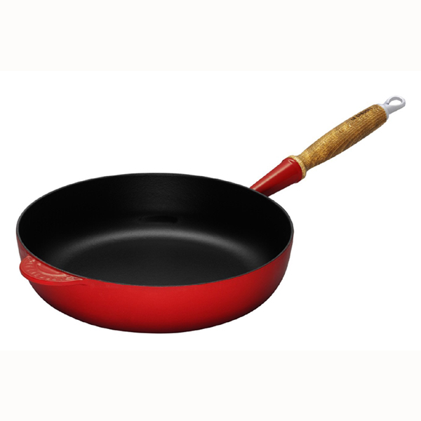 Le Creuset Сотейник чугунный 28 см с деревянной ручкой, бордовый | https://grandposuda.com.ua