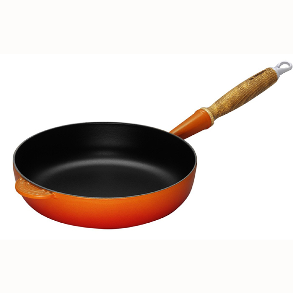 Le Creuset Сотейник чугунный 28 см с деревянной ручкой, оранжевый | https://grandposuda.com.ua