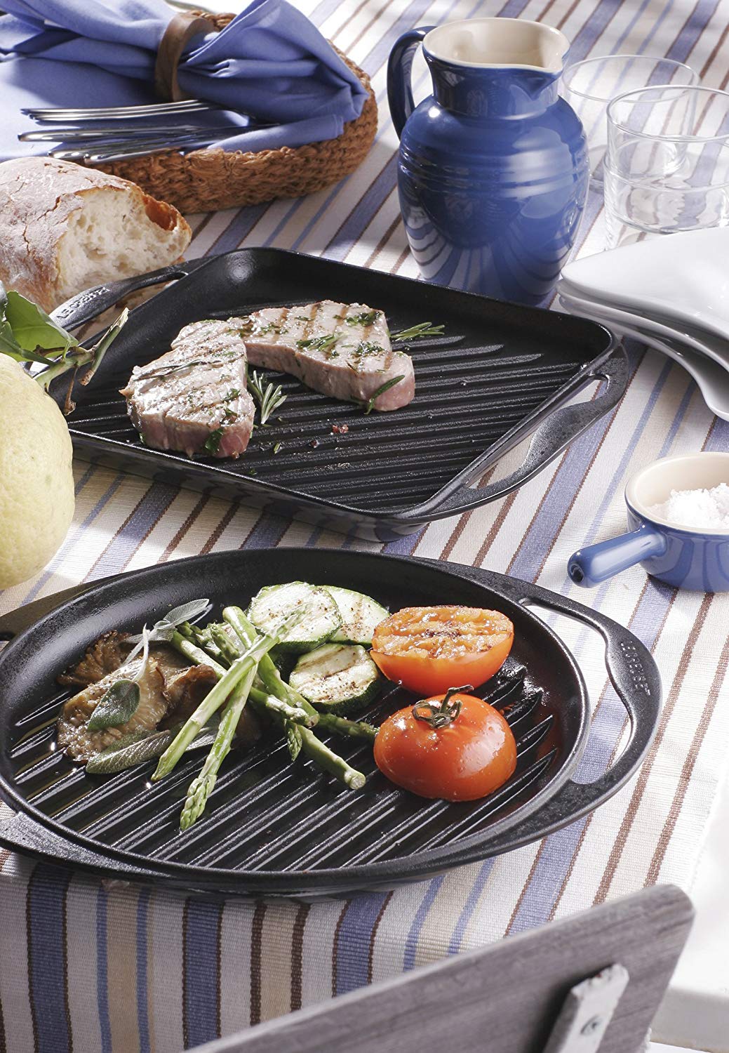 Le Creuset Сковорода гриль кругла 25 см, чорна | https://grandposuda.com.ua