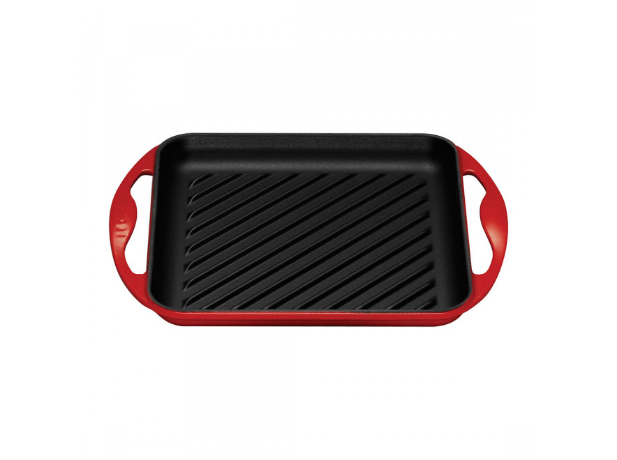 Le Creuset Сковорода гриль квадратна, 24 см, червона | https://grandposuda.com.ua