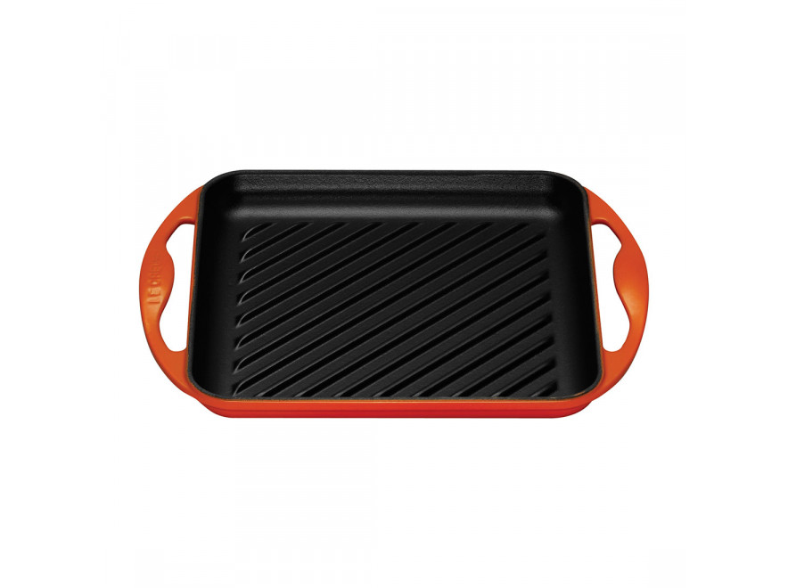 Le Creuset Сковорода гриль квадратна, 24 см, помаранчева | https://grandposuda.com.ua