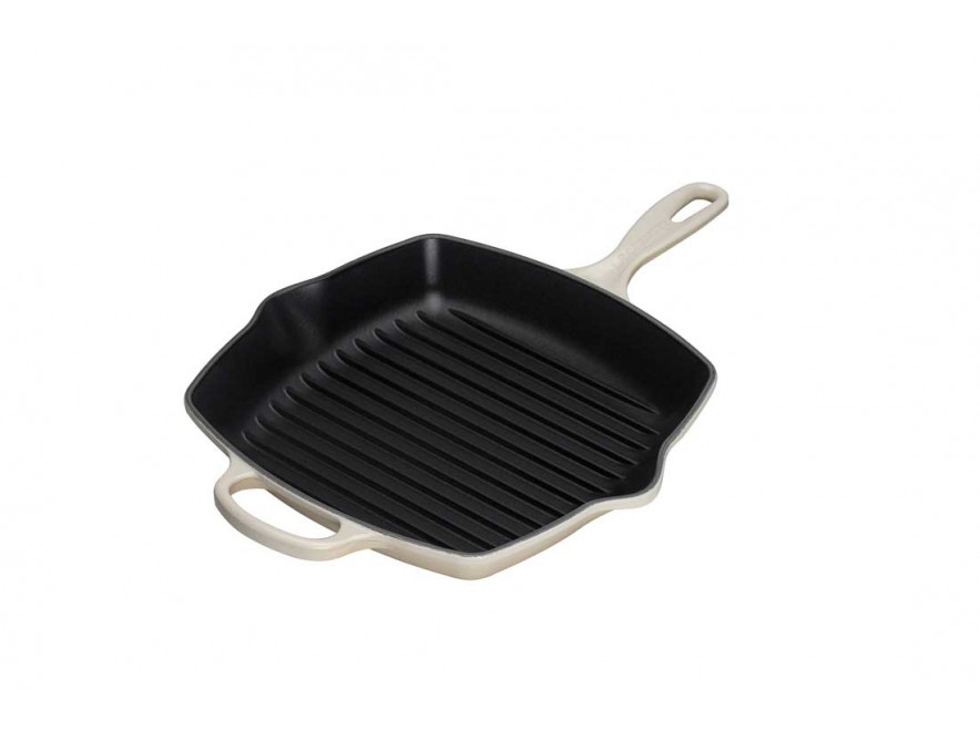 Le Creuset Сковорода гриль квадратна 26 см Creme | https://grandposuda.com.ua