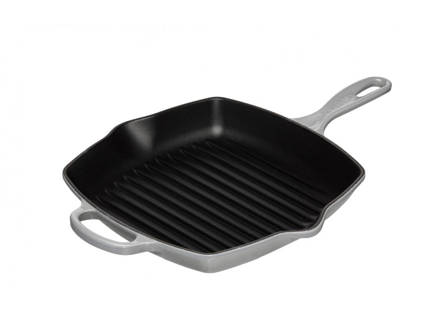 Le Creuset Сковорода гриль квадратна 26 см Perlgrau | https://grandposuda.com.ua