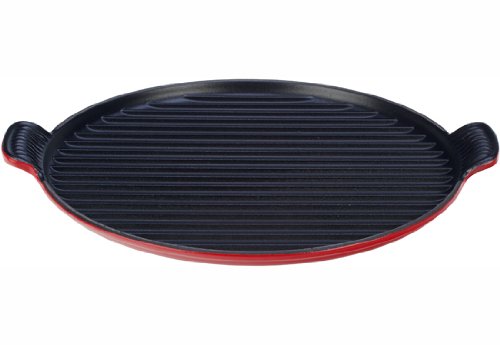 Le Creuset Сковорода гриль кругла 32 см, вишневий | https://grandposuda.com.ua