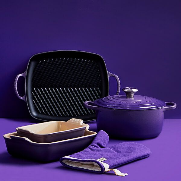 Le Creuset Сковорода гриль прямокутна 30 см, фіолетова | https://grandposuda.com.ua