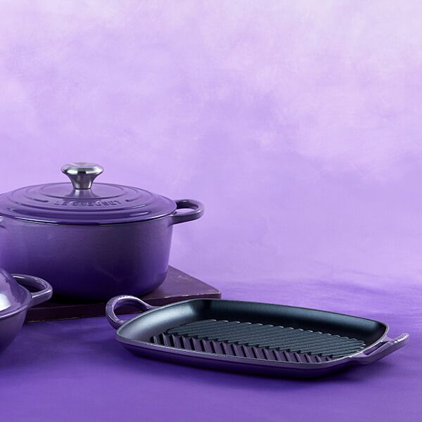 Le Creuset Сковорода гриль прямокутна 30 см, фіолетова | https://grandposuda.com.ua