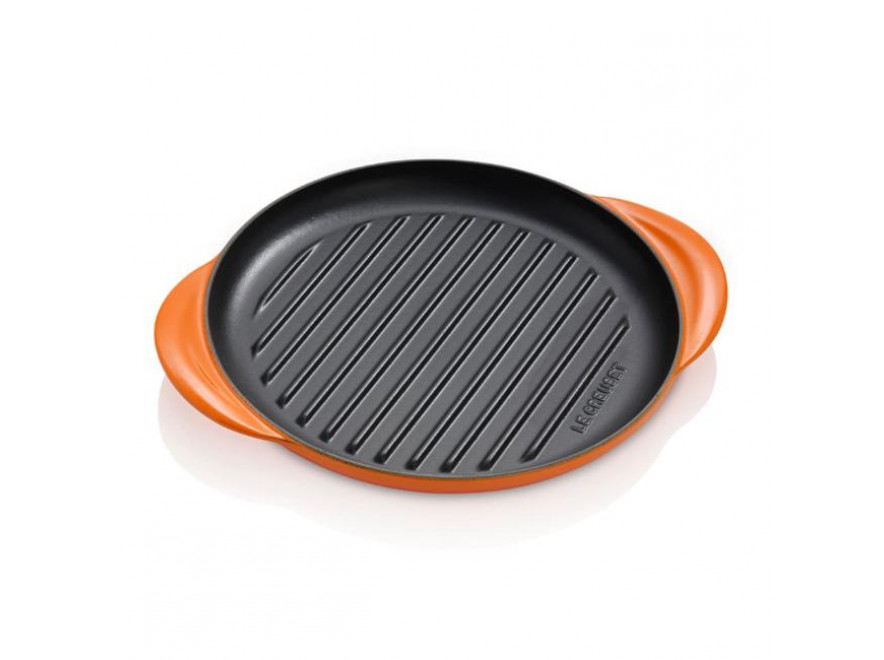 Le Creuset Сковорода-гриль круглая 25 см оранжевый Flame | https://grandposuda.com.ua