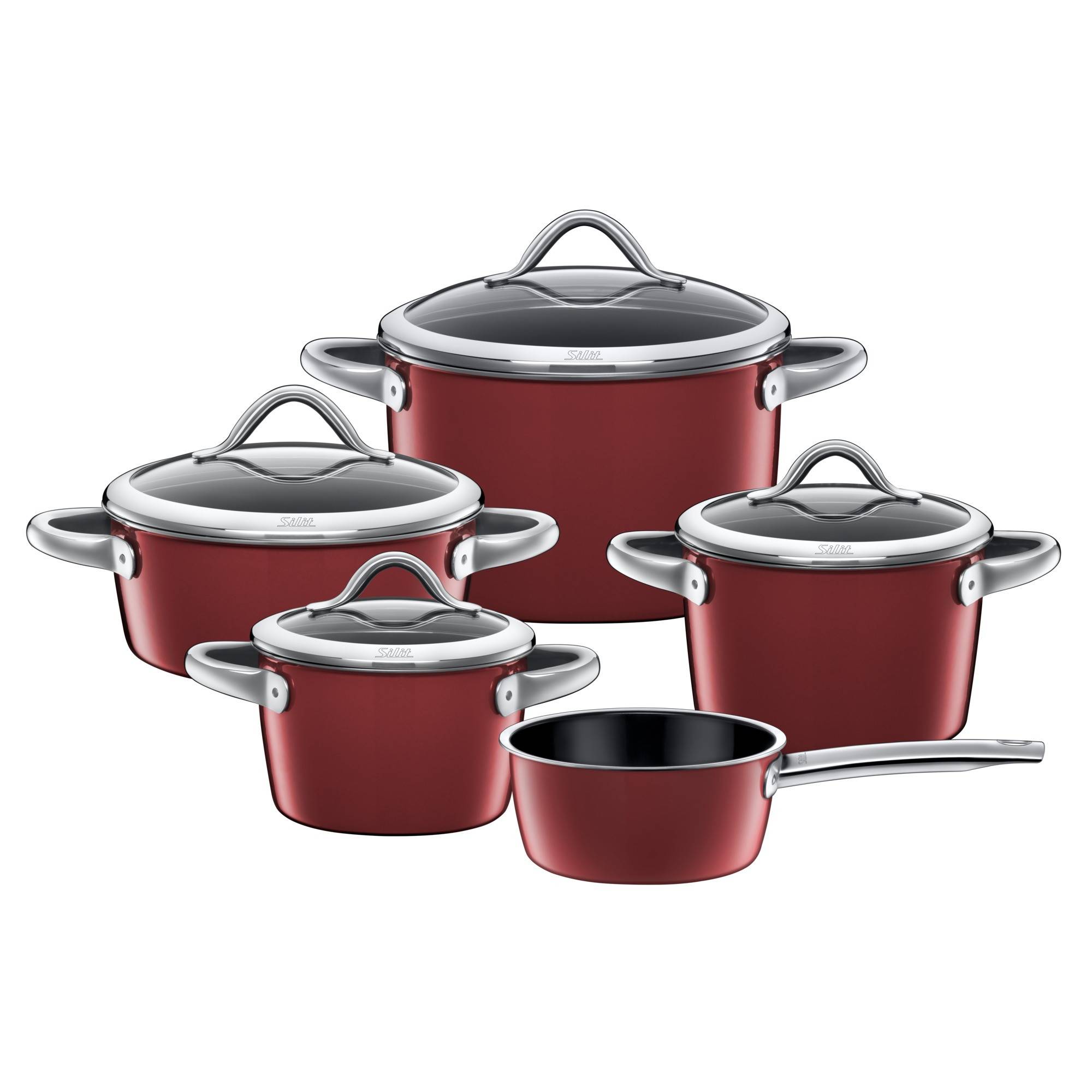Silit Набір каструль 5 предметів бордових Vitaliano Rosso | https://grandposuda.com.ua