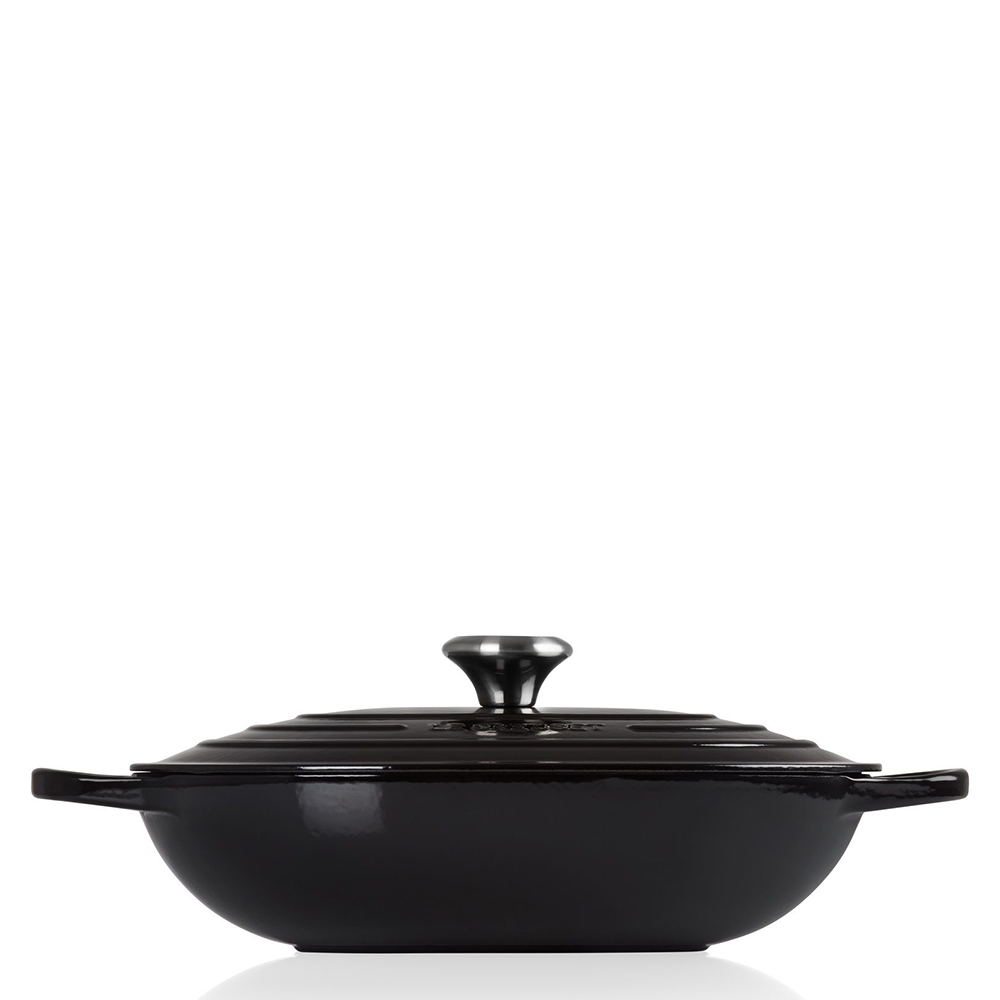 Le Creuset Кастрюля низкая Oblong 3,4 л черная матовая | https://grandposuda.com.ua