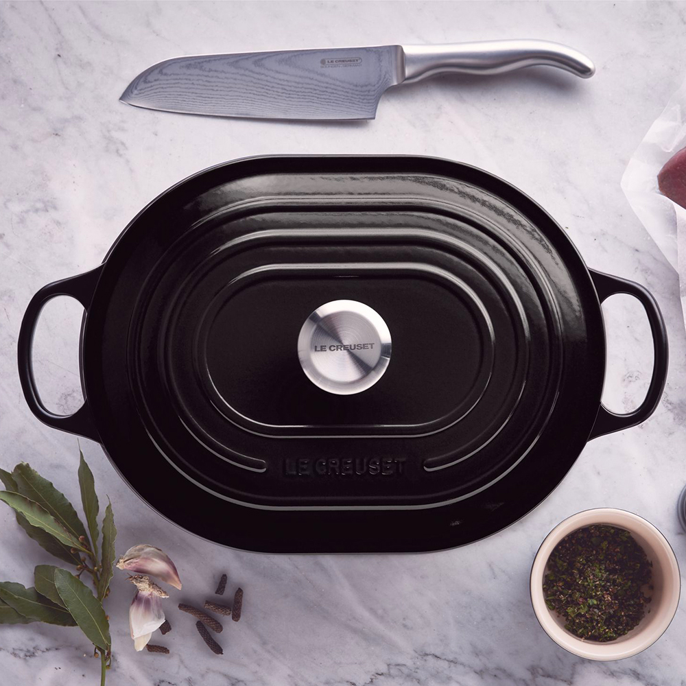 Le Creuset Кастрюля низкая Oblong 3,4 л черная матовая | https://grandposuda.com.ua