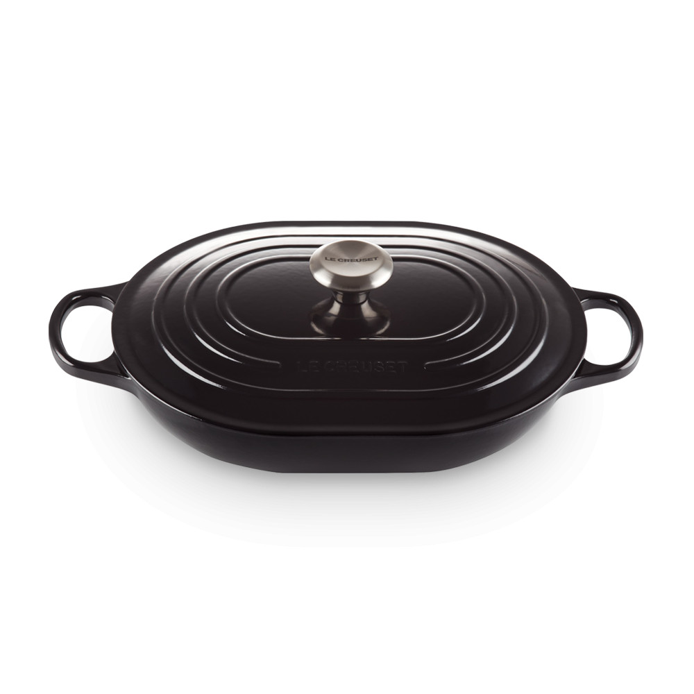 Le Creuset Кастрюля низкая Oblong 3,4 л черная матовая | https://grandposuda.com.ua