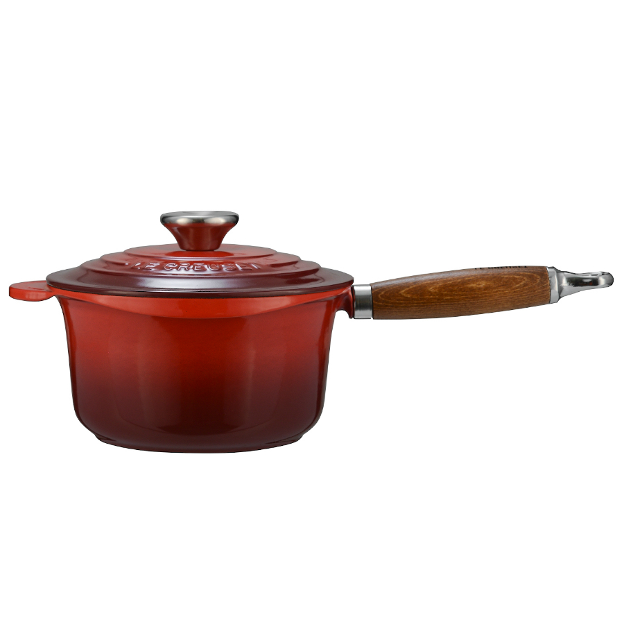Le Creuset Ківш з кришкою і дерев'яною ручкою 1,8 л вишневий Cerise | https://grandposuda.com.ua
