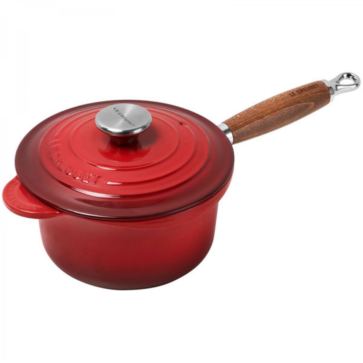 Le Creuset Ківш з кришкою і дерев'яною ручкою 1,8 л вишневий Cerise | https://grandposuda.com.ua