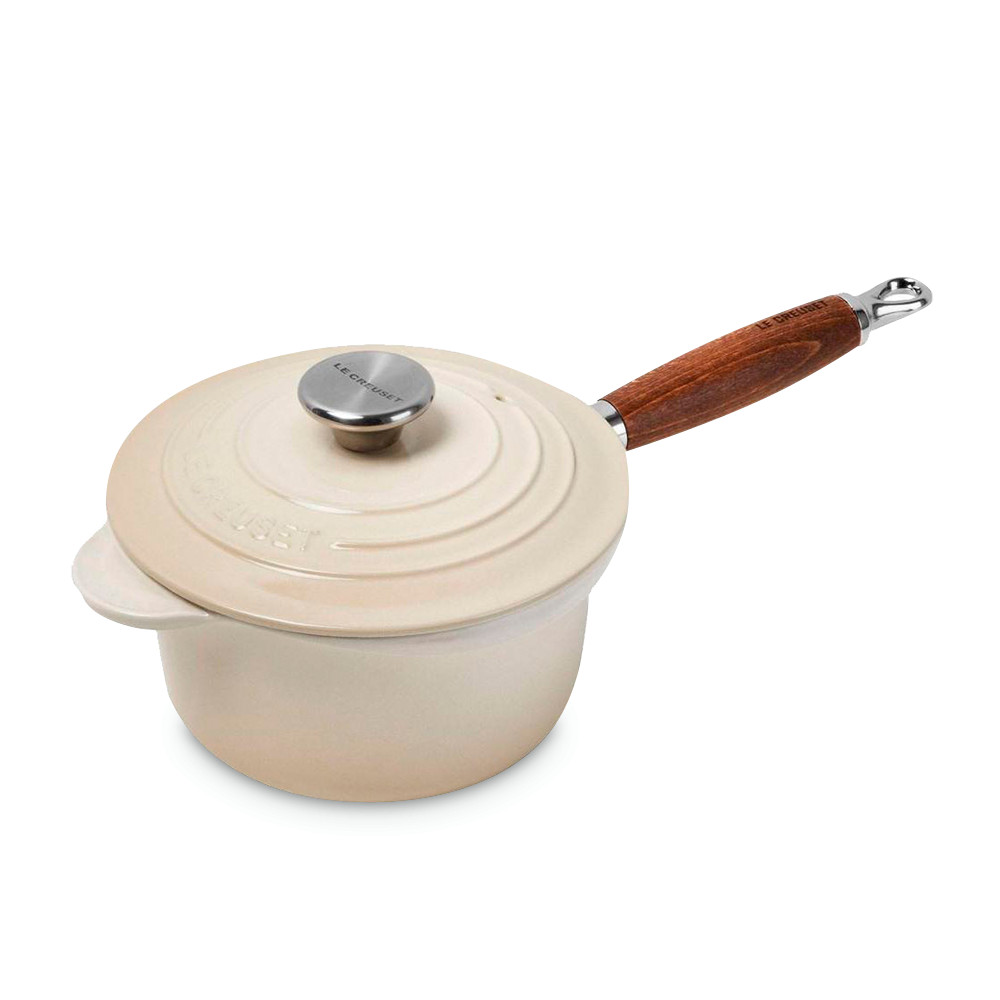 Le Creuset Ківш з кришкою і дерев'яною ручкою 1,8 л меренга Meringue | https://grandposuda.com.ua