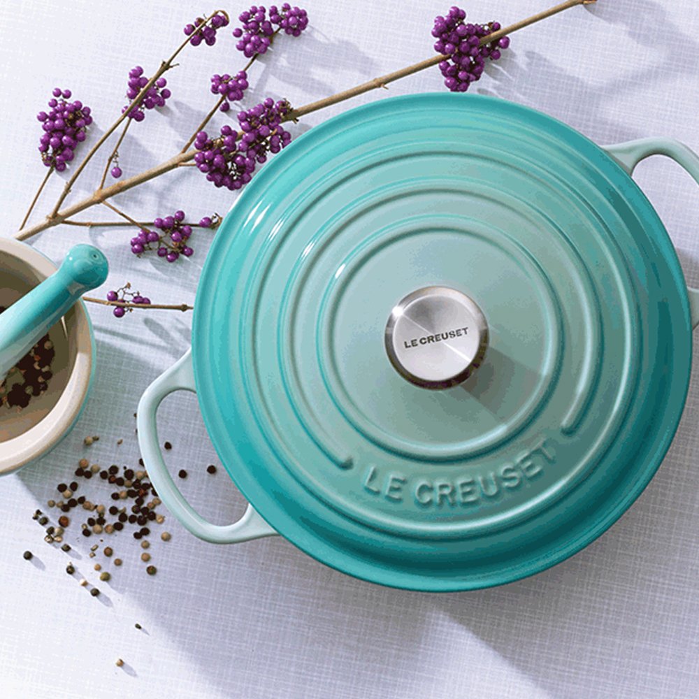 Le Creuset Кастрюля / жаровня с крышкой 22 см Cool Mint | https://grandposuda.com.ua