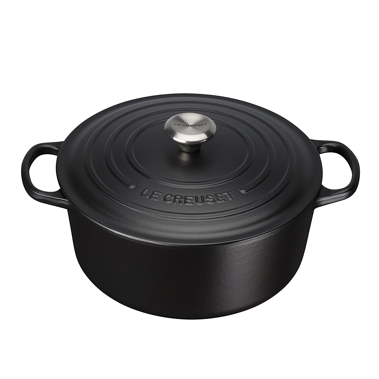 Le Creuset Кастрюля / жаровня с крышкой 24 см, черный матовый Signature | https://grandposuda.com.ua
