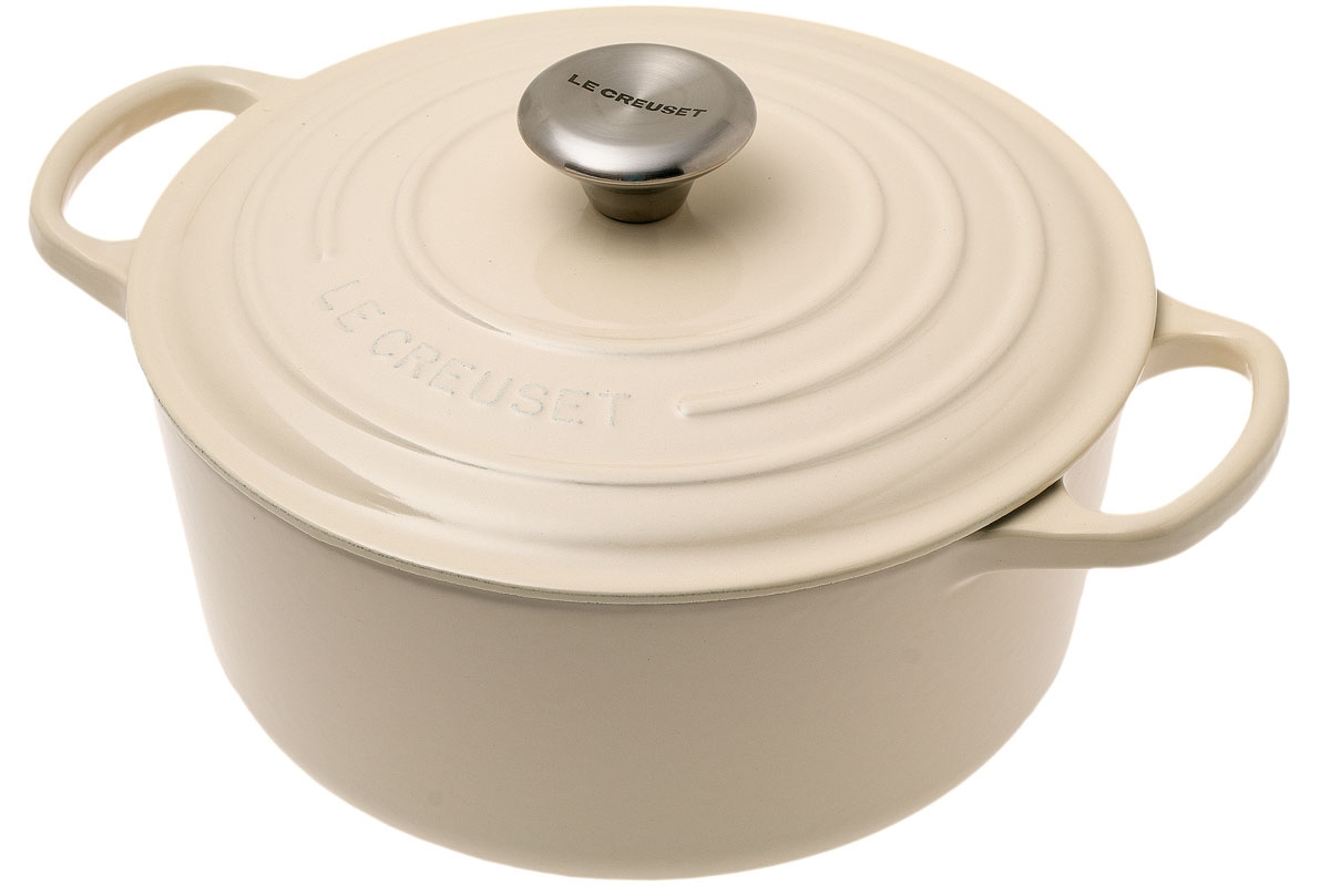 Le Creuset Каструля / жаровня з кришкою 24 см, перловий | https://grandposuda.com.ua
