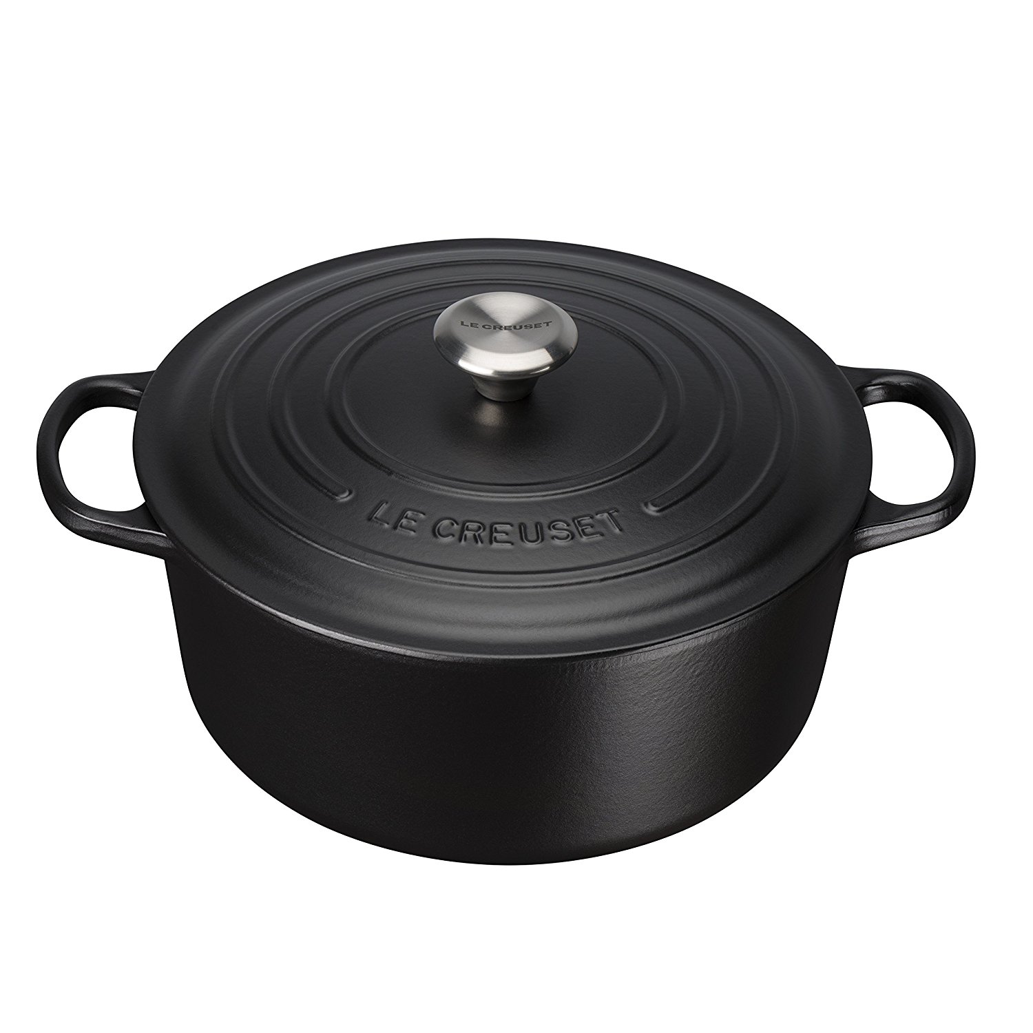 Le Creuset Каструля / жаровня з кришкою 26 см, чорний матовий Signature | https://grandposuda.com.ua