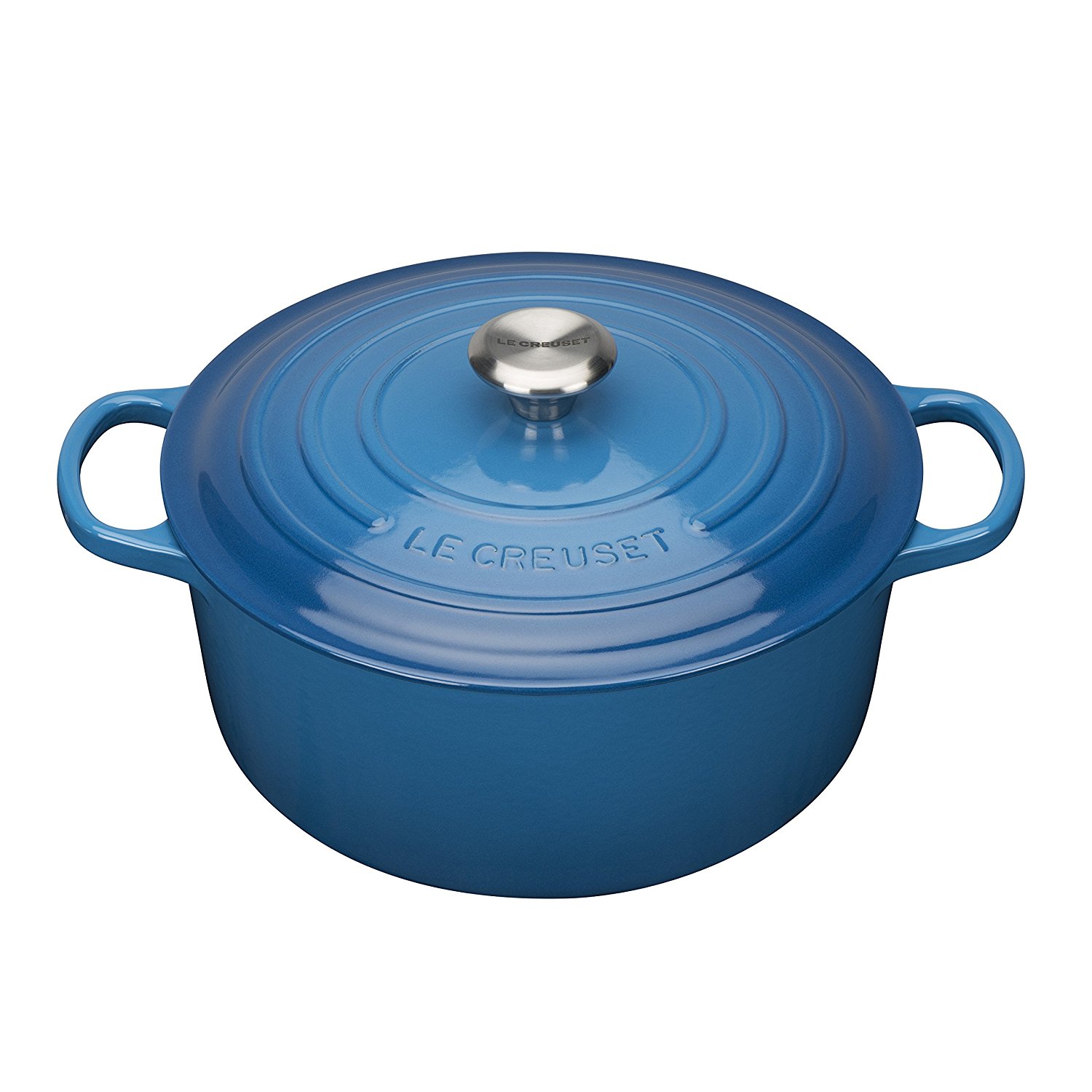 Le Creuset Кастрюля / жаровня с крышкой 26 см, синий марсель Signature | https://grandposuda.com.ua