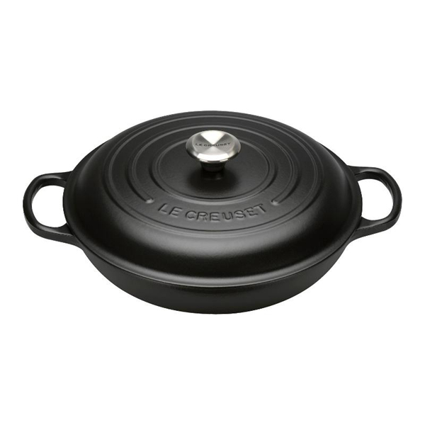 Le Creuset Кастрюля / жаровня, низкая с крышкой 30 см, черный | https://grandposuda.com.ua