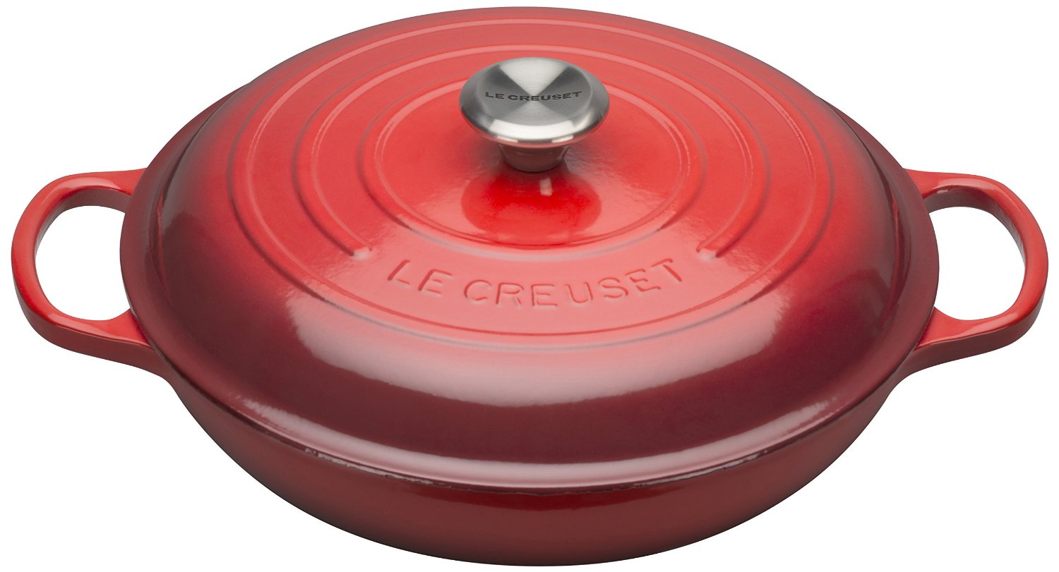 Le Creuset Сковорода-жаровня чугунная 30 см, вишневый | https://grandposuda.com.ua