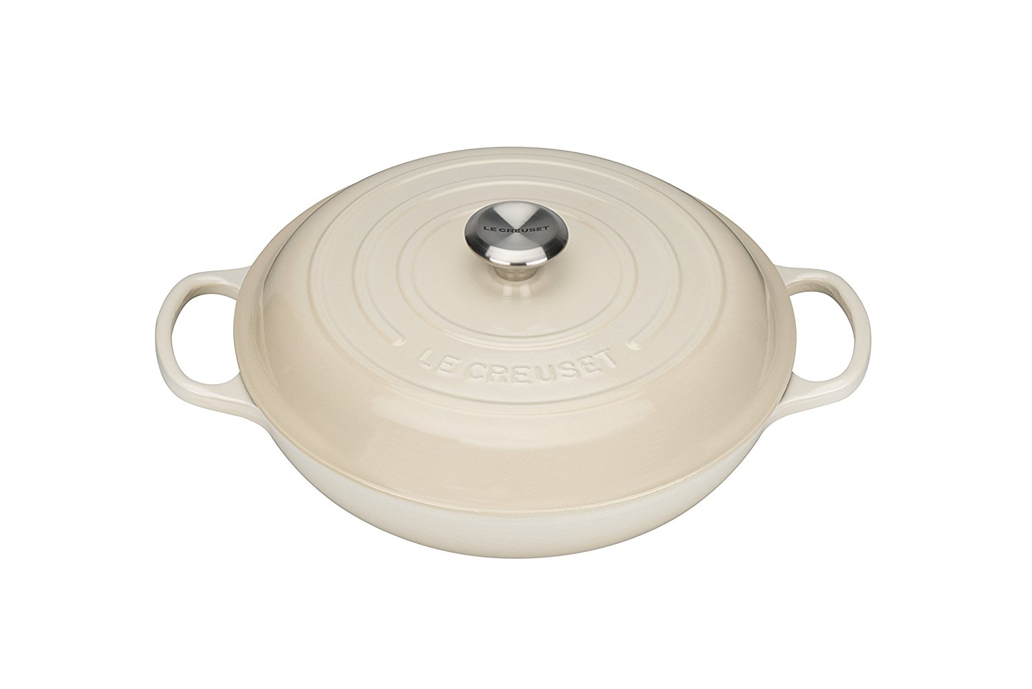 Le Creuset Сковорода-жаровня чугунная 30 см, крем | https://grandposuda.com.ua