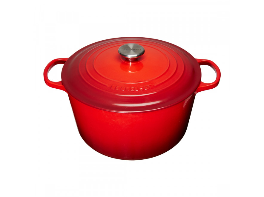 Le Creuset Кастрюля / жаровня с крышкой 26 см высокая, красная | https://grandposuda.com.ua