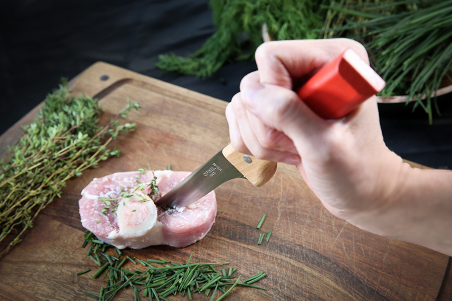 Opinel Нож кухонный 13 см металлик/красный Parallele | https://grandposuda.com.ua