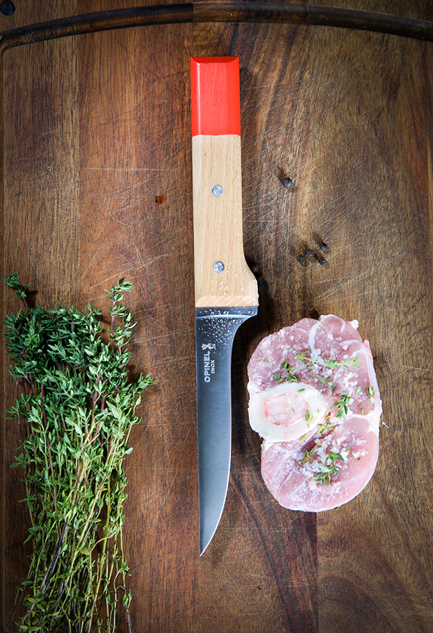 Opinel Нож кухонный 13 см металлик/красный Parallele | https://grandposuda.com.ua
