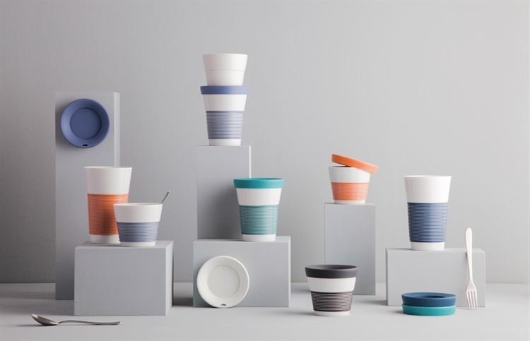 Kahla Чашка 0,23 л, с крышкой бело-зеленая Сupit To Go Mugs Magic Grip | https://grandposuda.com.ua