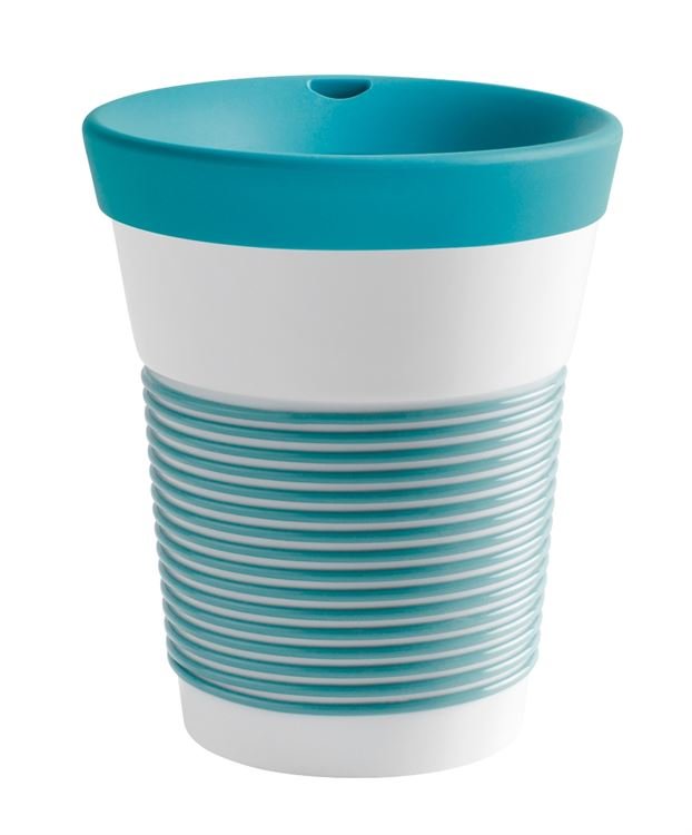 Kahla Чашка 0,35 л, с крышкой бело-зеленая Сupit To Go Mugs Magic Grip | https://grandposuda.com.ua
