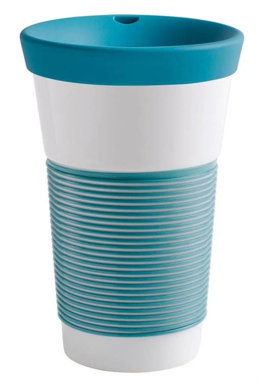 Kahla Чашка 0,47 л, с крышкой бело-зеленая Сupit To Go Mugs Magic Grip | https://grandposuda.com.ua