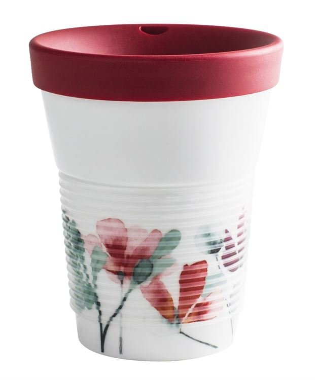 Kahla Чашка 0,35 л, с крышкой белая с узорами Сupit To Go Mugs Magic Grip | https://grandposuda.com.ua