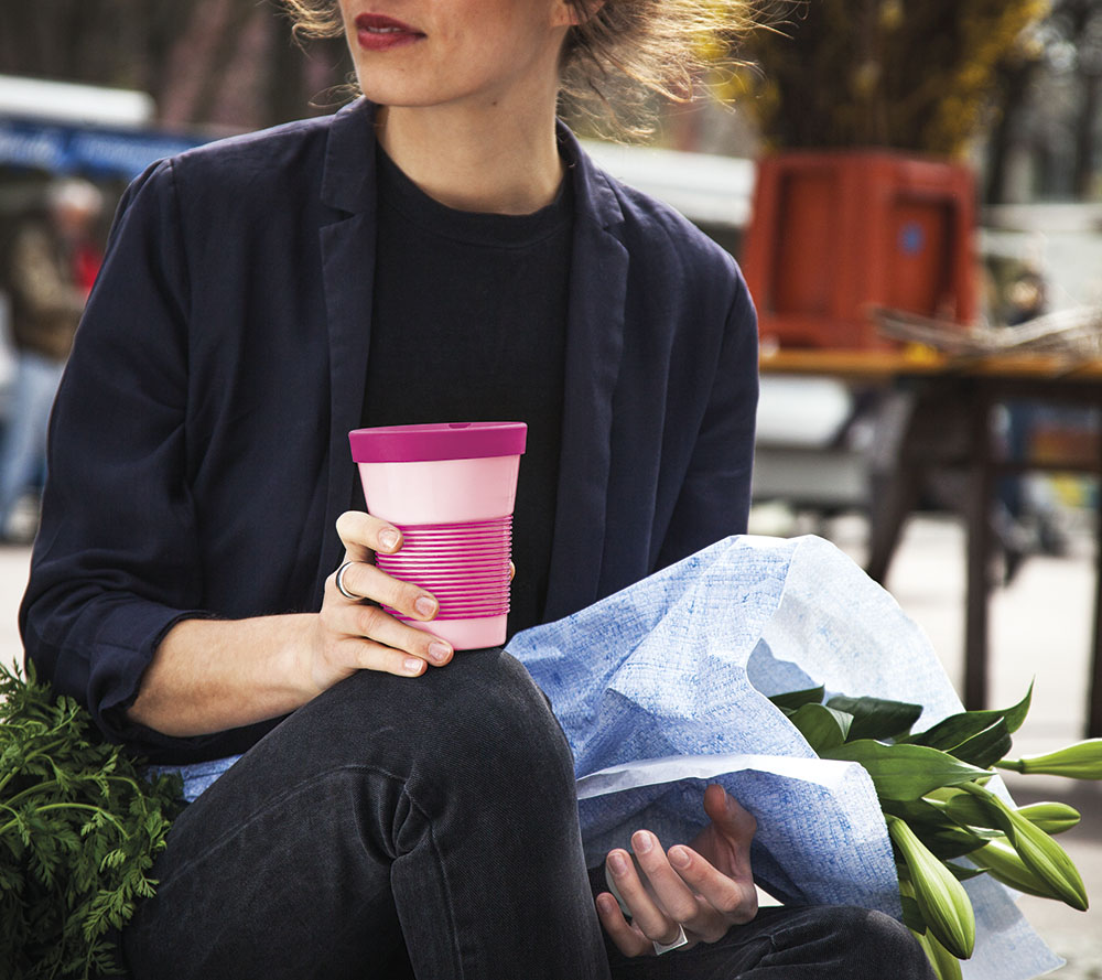 Kahla Чашка 0,35 л, с крышкой пурпурно-розовая Сupit To Go Mugs Magic Grip | https://grandposuda.com.ua