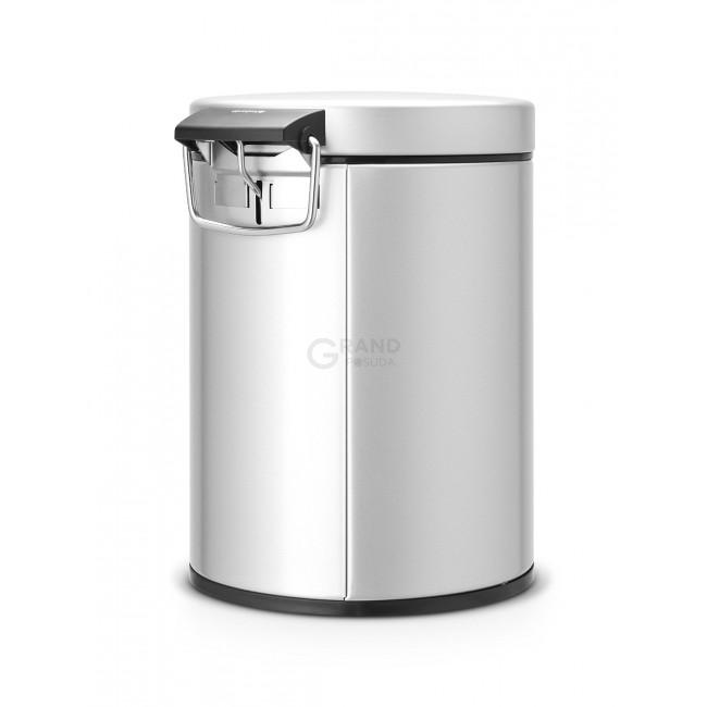 Brabantia Сміттєвий бак з педаллю 5 л класичний сірий металік Pedal Bin | https://grandposuda.com.ua